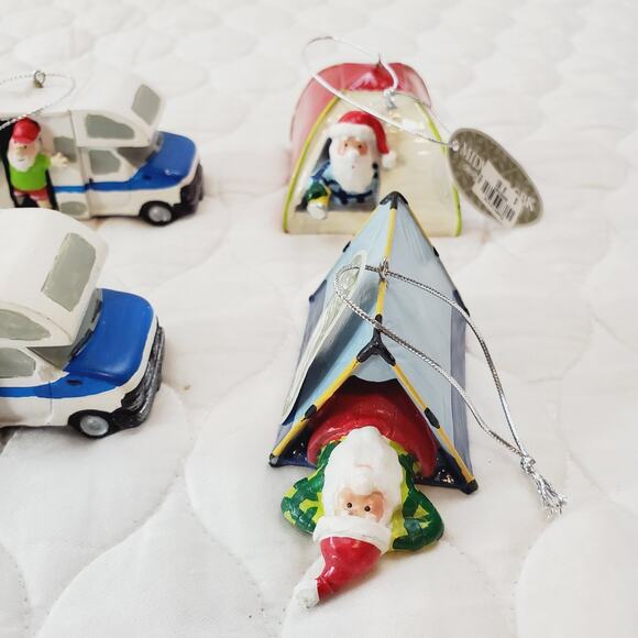 Midwest-CBK Set of 8 Tent Christmas Ornaments Santa Travel Holiday Camping NEW - Picture 5 of 16